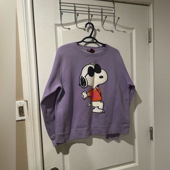 Zara Tops - Zara Lavender Snoopy Graphic Sweatshirt with Orange Tee Detail